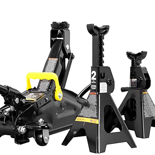 Big RED AT82001BR Hydraulic Trolley Service/Floor Jack Combo with 2 Jack Stands, 2 Ton (4,000 lb), Black - size: 2 Ton (4,000 lb) with Jack Stands