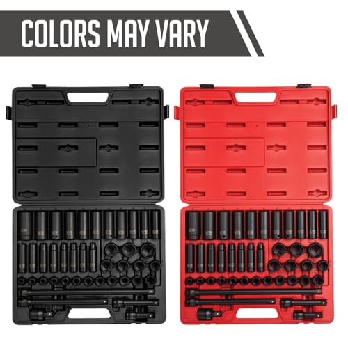 Sunex 2569, 1/2" Drive Master Impact Socket Set, 43Piece, Metric, 9mm - 30mm, Standard/Deep, Cr-Mo Alloy Steel, Radius Corner Design, Heavy Duty Storage Case, Universal Joint & Impact Extensions - size: 43-piece Metric