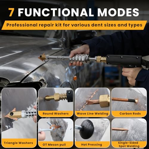 1.8KW Stud Welder Dent Repair Kit, 110V Spot Welding Machine with Slide Hammer & 7 Adjustable Modes, Professional Dent Puller for Car & Truck Body Repair, Auto Body Dent Removal Tool