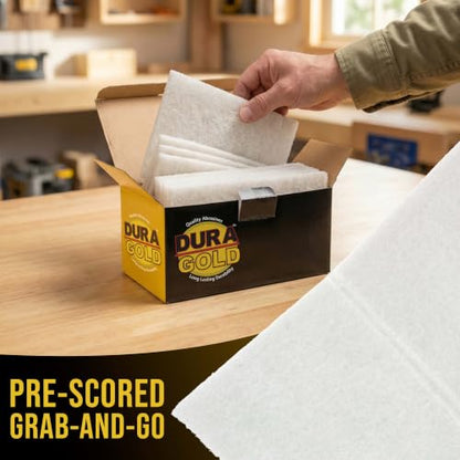 Dura-Gold 6" x 9" White Light Duty Scuff Pads, Box of 10 - Final Scuffing - color: White