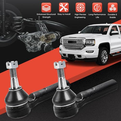 Front Outer Tie Rod Ends ES3493T Driver and Passenger Side 2 pcs Compatible with Cadillac Escalade ESV EXT | Chevroletn Avalanche | Silverado | Suburban 1500 2500 | GMC Sierra | Yukon XL 150 - size: ES3493T