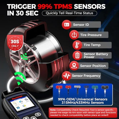 Autel MaxiTPMS TS501 PRO TPMS Programming Tool, Same as TS508, 2026 TPMS Relearn Tool Newer of TS501 TS408S TS408, Activate Relearn 99% Sensors, Program MX-Sensors, Read Clear DTCs, TPMS Diagnostic