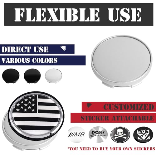 KitsPro 2.2Inch 56MM Wheel Center Caps, Pack of 4 (Silver, Outer 56MM, Inner 53MM) - color: Silver, size: Outer 56MM , Inner 53MM