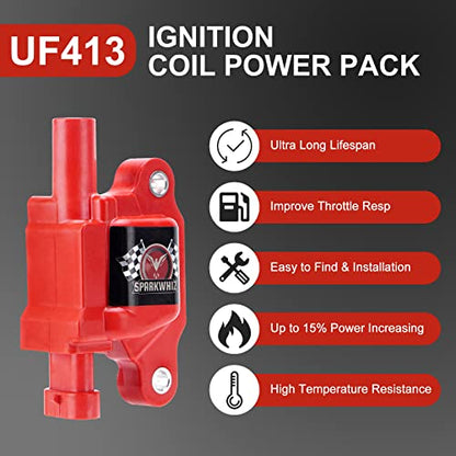 Set of 8 Square UF413 Ignition Coils Pack & Spark Plugs & Wires Set