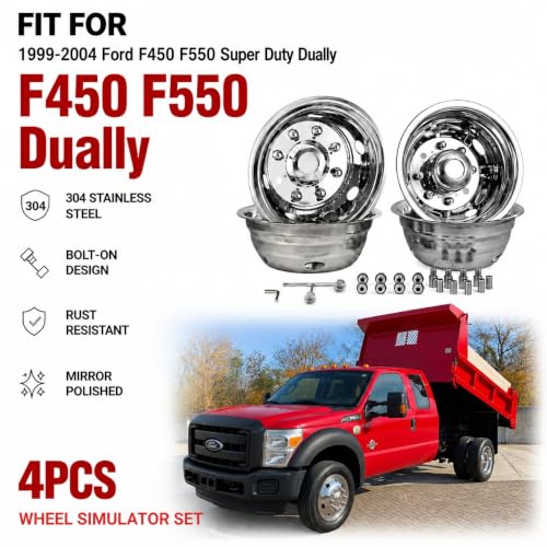 4X 19.5 Bolt On Wheel Simulators Compatible with Ford 1999-2004 F450 F550 - size: 19"#3