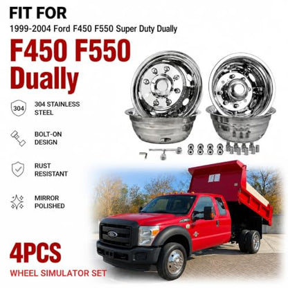 4X 19.5 Bolt On Wheel Simulators Compatible with Ford 1999-2004 F450 F550 - size: 19"#3