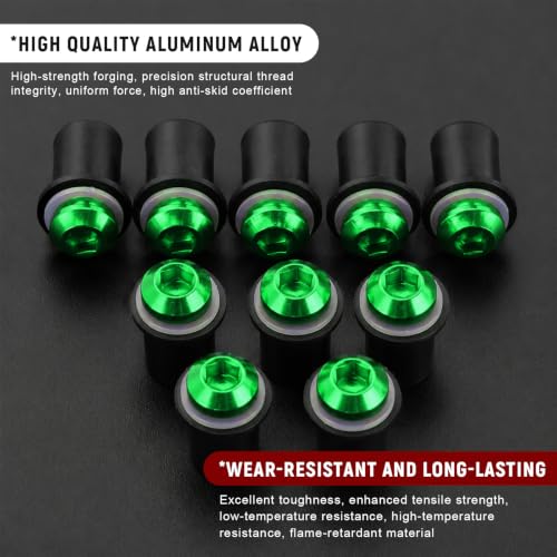 10PCS Motorcycle Windshield Bolt Kit, M5 Motorbike Fairing Bolts Nuts (Green) - color: Green