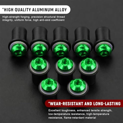 10PCS Motorcycle Windshield Bolt Kit, M5 Motorbike Fairing Bolts Nuts (Green) - color: Green