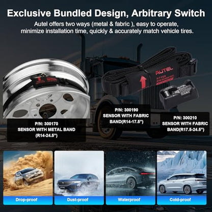 Autel CVS-A01 Fabric-Banded R17.5 to 24.5 Work with MaxiTPMS ITS600 CV Programmable CV TPMS Sensor 433MHZ Programmable Universal TPMS Sensor Designed for Commercial Vehicles