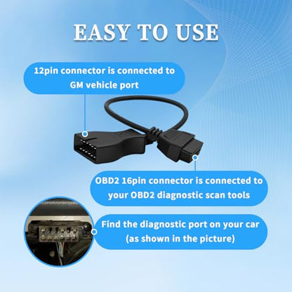 OBD1 to OBD2 Cable for GM 12 Pin to 16 Pin OBD Diagnostic Adapter Cable - style: Fit for gm-12pin