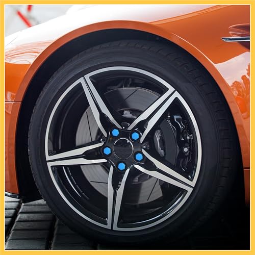 20pcs 21mm Universal Blue Plastic Car Wheel Nut Lug Hub Screw Rim Bolt Covers Dust Protection Caps with Removal Tool Clip Auto Replacement Parts