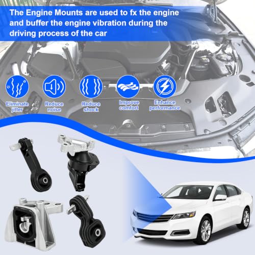 Engine Motor Mount Kit Fit for 2006-2011 Honda Civic 1.8L(Not 1.4L/2.0L) - size: A4530 A4534 A4543 A4546