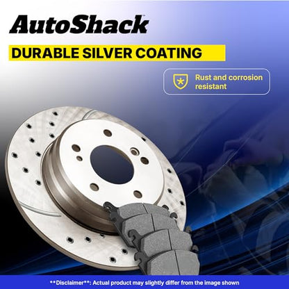 AutoShack Front & Rear Zinc Coated Rotors & Pads for Jeep Patriot 2017 - style: SilverShiled Pro & Premium Pad