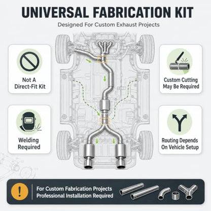 PartsFlow 16PCS 3" Universal Custom Exhaust Tubing Kit, Mandrel Bend Mild Steel Pipe Set with 180°/90°/45° Bends & Straight Pipes, High Flow DIY Performance Exhaust System Kit