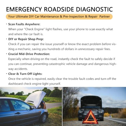 Bluetooth OBD2 Scanner ELM327 Code Reader Adapter OBDII Diagnostic Tool