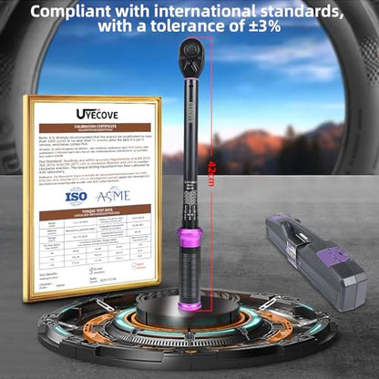 1/2" Inch Drive Click Torque Wrench 10-170 FT-LB/13.6-230.5N.M, ±3% Accuracy, Dual-Direction Click Professional Torque Wrench, Dual Range Scales Graduated in FT.LB and N.M, Purple - size: 1/2" 10-170 FT.LB(Purple)