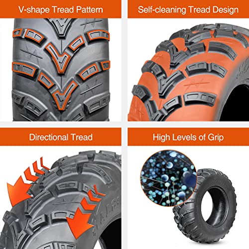 HALBERD 6PR ATV/UTV Tires, 25x8-12 All Terrain 15mm Tread Depth 25x8x12 Trail Sand Off-Road Tires, Set of 2