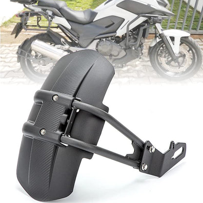 Qiilu Motorcycle Rear Mudguard, Black ABS & Stainless Steel, Universal Fit for Convex Rear Flat Fork 12-18inch Tires