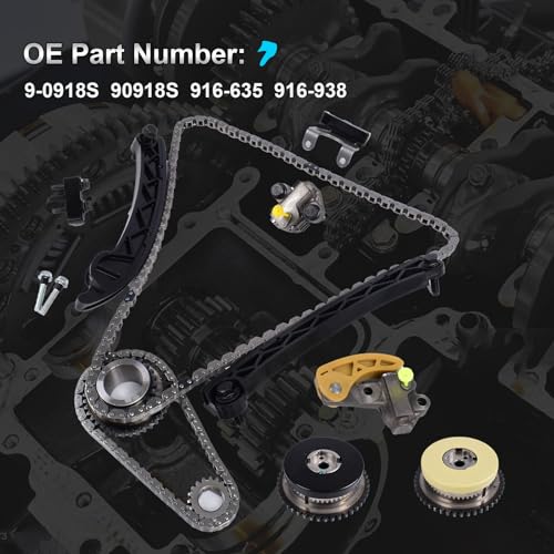 Timing Chain Kit & VVT Sprocket Compatible with 2013-2017 Cadillac ATS CTS, for Chevy Malibu, Camaro, for Buick Regal, 2.0L 2.5L Envision Turbo Engine OE Standard Timing Replacement Kit - color: Cadillac Timing Chain Kit
