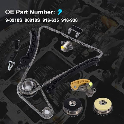 Timing Chain Kit & VVT Sprocket Compatible with 2013-2017 Cadillac ATS CTS, for Chevy Malibu, Camaro, for Buick Regal, 2.0L 2.5L Envision Turbo Engine OE Standard Timing Replacement Kit - color: Cadillac Timing Chain Kit