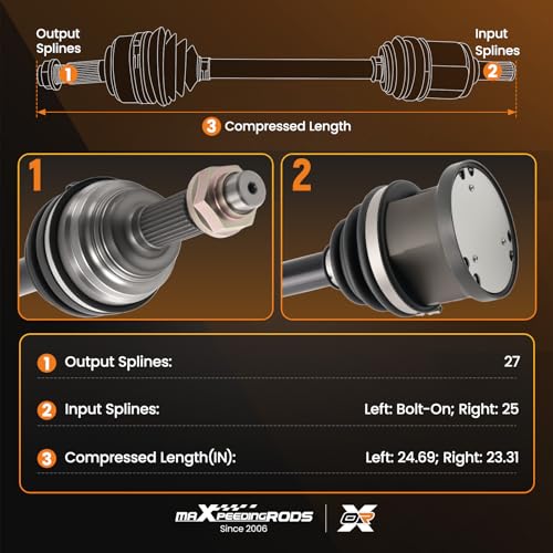 maXpeedingrods Front Left & Right Side CV Axle Assembly for Infiniti G25 - size: for 66-628