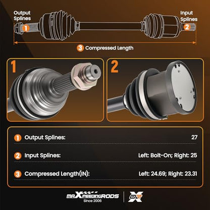 maXpeedingrods Front Left & Right Side CV Axle Assembly for Infiniti G25 - size: for 66-628