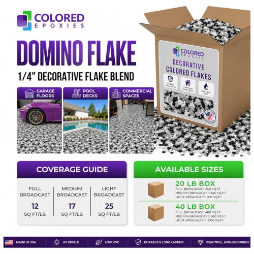 Colored Epoxies 20 LB Decorative Vinyl Flakes for Epoxy Garage Floors - color: Domino Flake