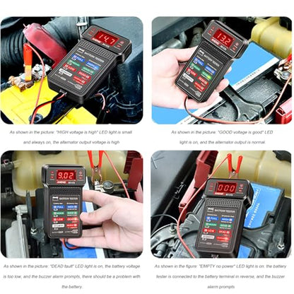 Zpana Car Battery Tester, BT172 12V Automotive Alternator Meter Diagnostic Tool with LED Indication & LCD Display, Accurate Digital Auto Battery Analyzer, Fit for Sedan Truck RV