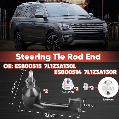 2pc ES800515 ES800514 Front Outer Tie Rod End Compatible with 2007-2021 Lincoln Navigator, 2007-2021 Expedition 2009-2020 F150 - size: ES800515 ES800514