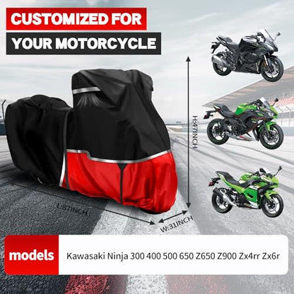 Motorcycle Cover for Kawasaki Ninja 400 500 650 ZX-6R Without Trunk - size: Kawasaki Ninja