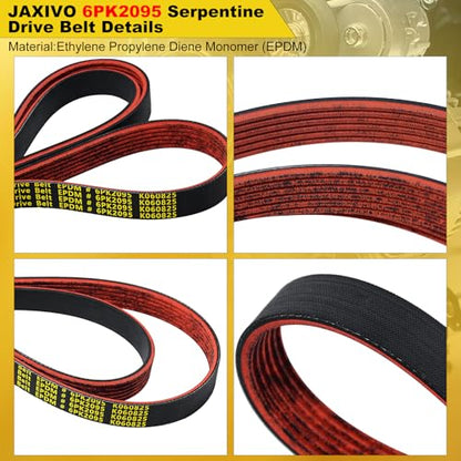 6PK2095 Serpentine Belt V-Ribbed Drive Belt for 13-15 ILX,98-05 DeVille,01-07 Town & Country,03-08 Mazda 6 S,01-07 Grand Caravan,05-11 Chrysler 300,05-08 Magnum,12-15 Civic,K060825 Red - size: 6PK2095-2095mm-red