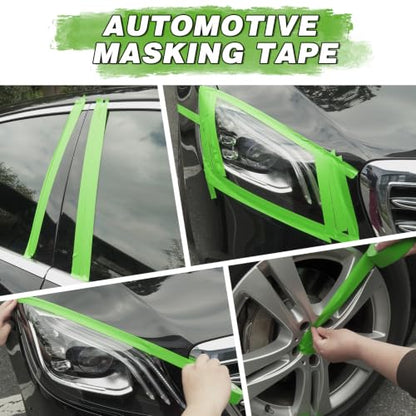 Green Painters Tape 0.94 inch x 60 Yard 6 Rolls Automotive Masking Tape Heat Resistant No Residue Multi-Purpose Painter Tape for Auto Refinish Painting Car Detailing, Walls, DIY Crafts Arts - size: 0.94in-6Rolls