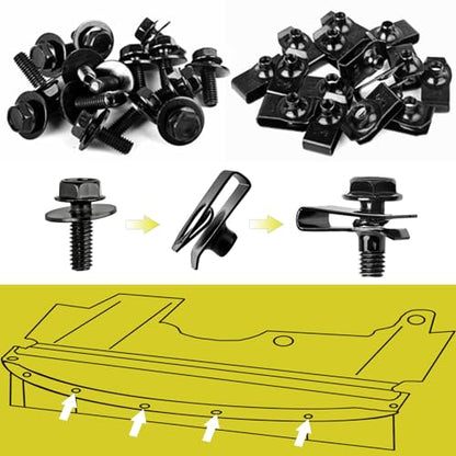 Xislet 45PCS Universal Engine Under Cover Splash Shield Guard Body Bolts - size: 45PCS
