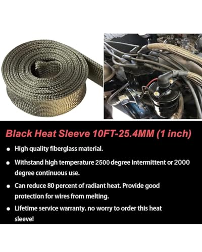 Fuel Line Heat Shield Wire Heat Shield Heat Shield Sleeve Auto Hose Spark Plug Wire Heat Shield diesel heater exhaust sleeve 2500 Degree for Car&Auto Wire Loom Brake Cable (1"IDX10'Titanium) - color: Titanium, size: 1" ID X 10'