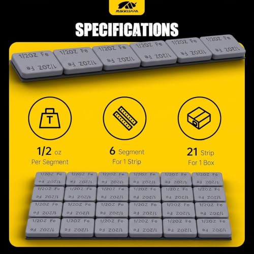 MIKKUPPA 1/2oz Gray Adhesive Stick on Wheel Weights, 0.5oz 63oz/Box - color: Grey, size: 126 PCS