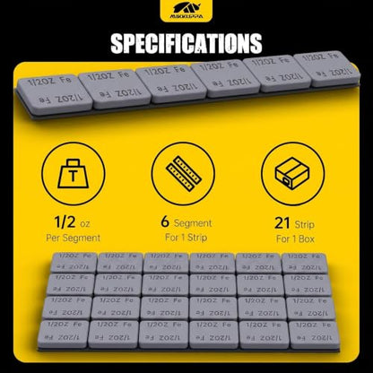 MIKKUPPA 1/2oz Gray Adhesive Stick on Wheel Weights, 0.5oz 63oz/Box - color: Grey, size: 126 PCS