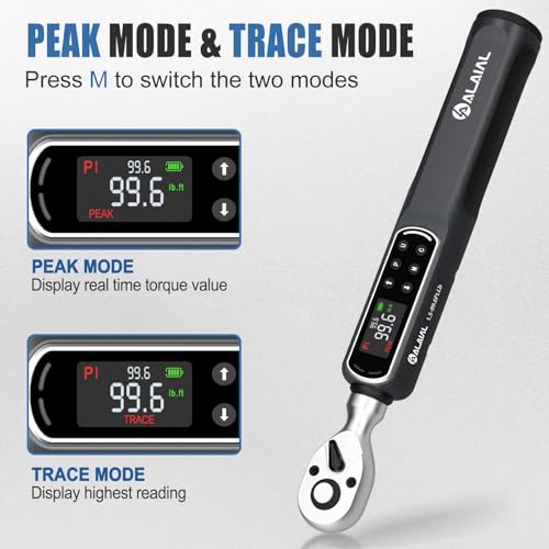 Digital Torque Wrench 3/8 Drive, 1.5-99.6 ft-lb ±2% Accuracy - size: 1.5-99.6Ft.Lb/2-135Nm-3/8"