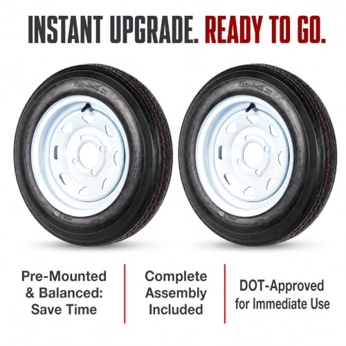 eCustomrim 2-Pack Trailer Tire Rim Assembly 4.80-12 480-12 White 4 Lug