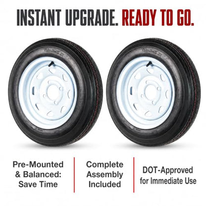 eCustomrim 2-Pack Trailer Tire Rim Assembly 4.80-12 480-12 White 4 Lug