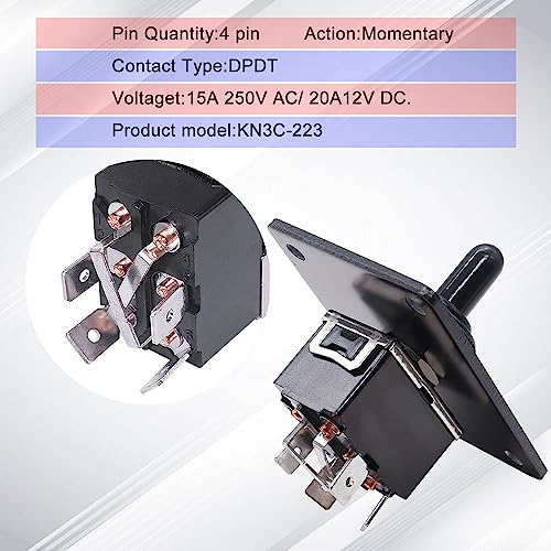 weideer Momentary Reverse Polarity Switch 12V 30A Motor Control RV Jack Switch DPDT 4 Pin (ON)-Off-(ON) UP DOWN Toggle Switch with Waterproof Cap Wires - color: BK-Toggle Switch-UP DOWN, size: Momentary