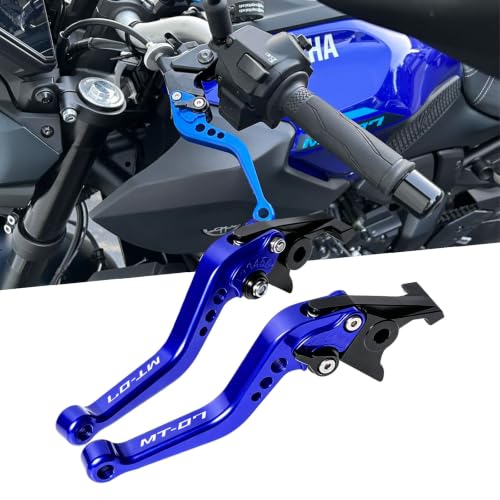 Motorcycle Brake Lever for MT07 2014-2023 2024 2025 2026, Adjustable Short Replacement Brake Lever & Clutch Lever Nice Accessories for MT-07 Blue