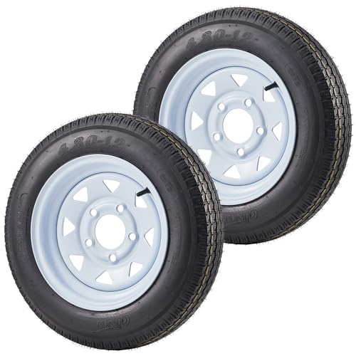 Garvee 2 Pack 4.80-12 4.80x12 480-12 Trailer Tires with 12 inch Rims - size: 4.80-12, style: 5 lug on 4.5"