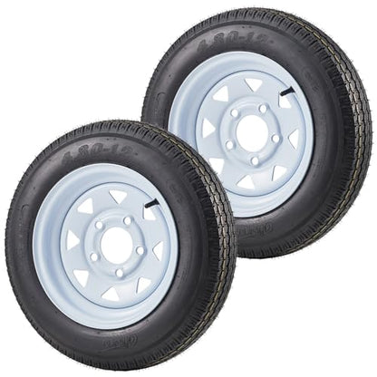 Garvee 2 Pack 4.80-12 4.80x12 480-12 Trailer Tires with 12 inch Rims - size: 4.80-12, style: 5 lug on 4.5"