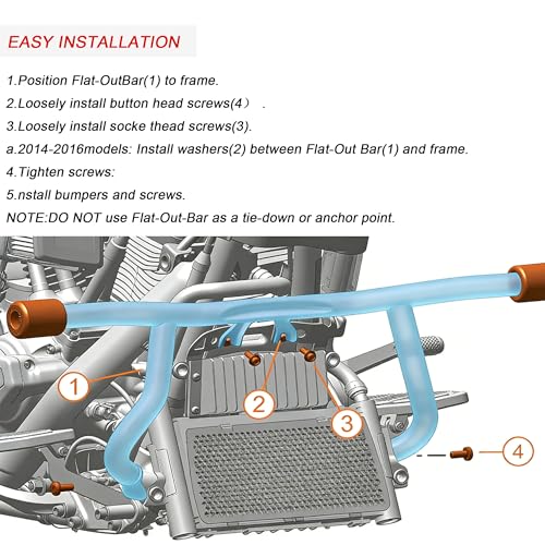 MZS Motorcycle Engine Guard Flat Out Crash Bar for HD Touring 2014-2026 - size: Touring 2014-2026