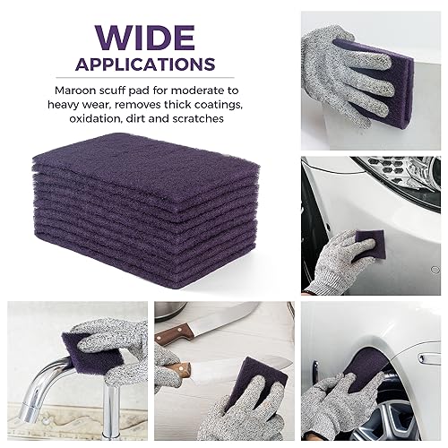 S SATC 6" x 9" Purple General Purpose Scuff Pads,10 Pack Paint Primer Prep Adhesion Scratch Automotive Pads for Scuffing,Scouring,Sanding - color: Purple