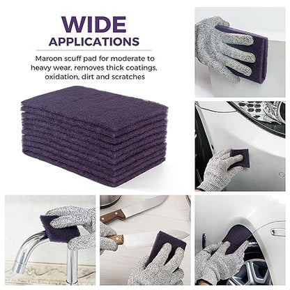 S SATC 6" x 9" Purple General Purpose Scuff Pads,10 Pack Paint Primer Prep Adhesion Scratch Automotive Pads for Scuffing,Scouring,Sanding - color: Purple