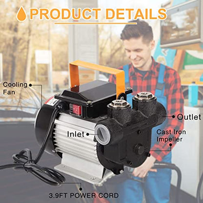TOPWAY 110V AC 16GPM Electric Self-priming Oil Fuel Diesel Kerosene Biodiesel Transfer Pump Kit w/Discharge Hose & Nozzle - style: Pump Kit