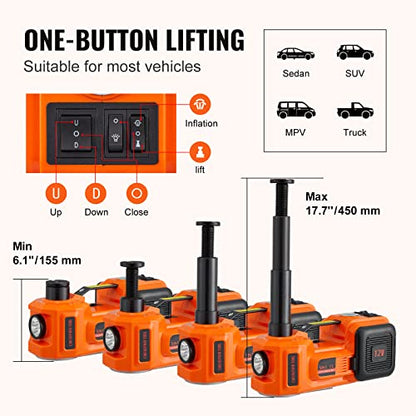 VEVOR Electric Car Jack, 5 Ton/11023 LBS Hydraulic Jack Lift with Built-in Inflatable Pump and LED Light