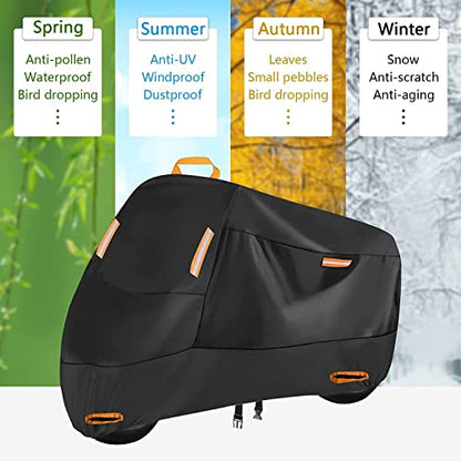 SECELES Scooter Cover Heavy Duty fits up to 74 inch Motorbike - color: Black, size: L (74" x 37" x 43")
