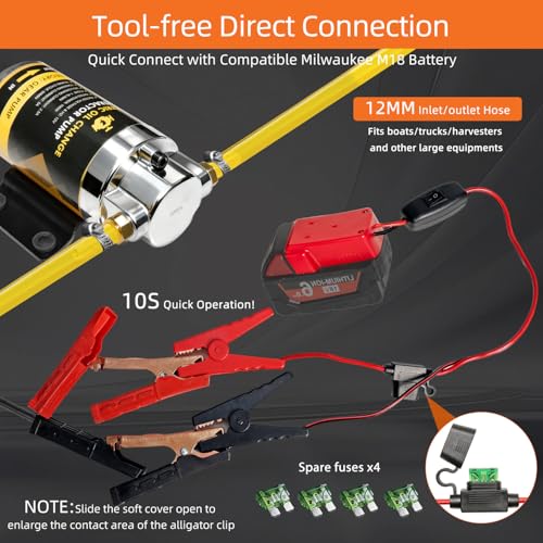 100W Electric Oil Change Extractor Pump, 1-4L/min Oil Transfer Pump for Engine/Transmission/Gear Oil Change, Compatible with Milwaukee M18 Battery(Oil Pump-B+Red Adapter) - color: Oil Pump-B+Red Adapter
